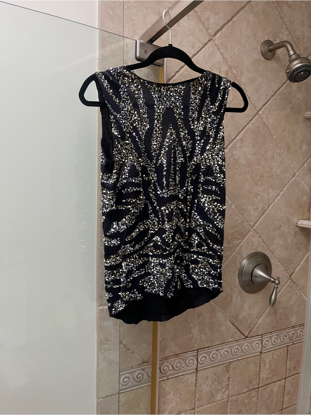 Gryphon Navy Sleeveless Sequin-Embellished Camisole